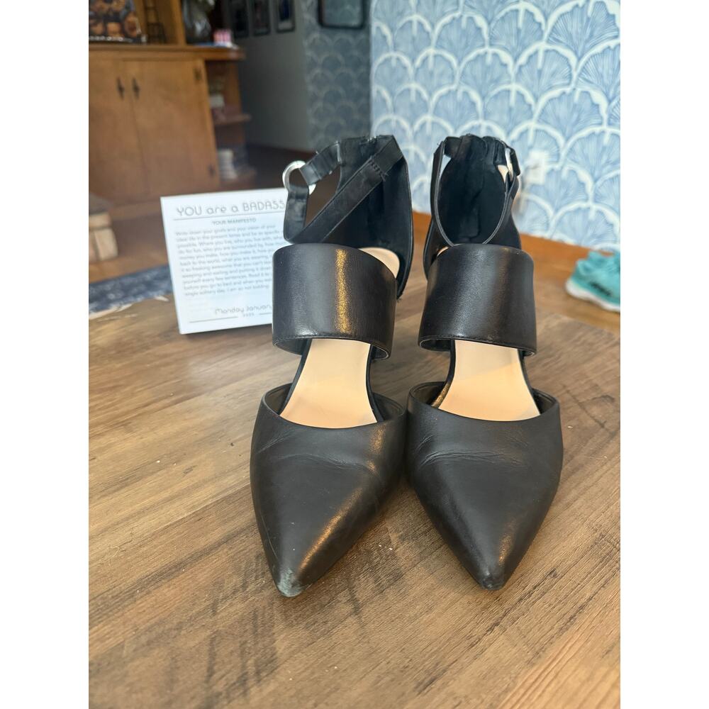 6/$25 Bella-Vita Leather Ankle Strap Pointed Toe Stiletto-DOUBLE WIDE